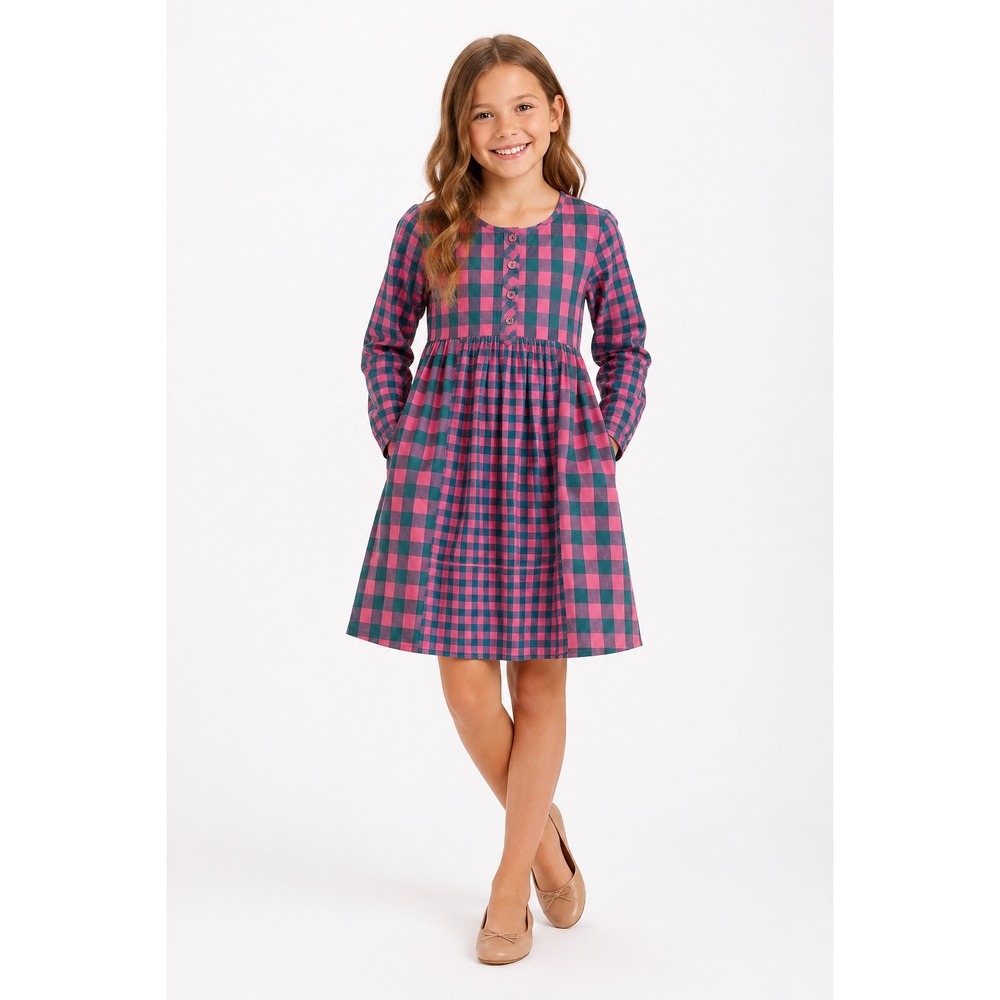 Matilda Jane Kids Moments with You‎ Plaid to See You Pink Gingham Dress Sz 14